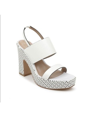 ZAC ZAC POSEN Женские белые босоножки с лазерной резкой на платформе Virginia Slingback длиной 8,5 м