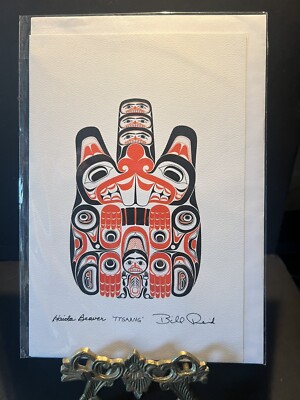 HAIDA  BEAVER ''TTSAANG'' Red & Black Version by Bill Reid - 6'' x 9'' Art Card