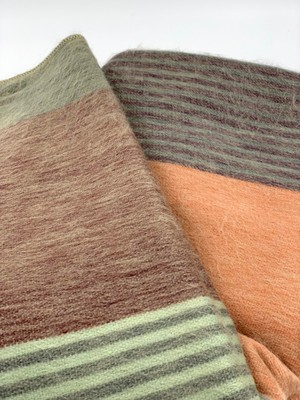 SOFT & WARM STRIPED ALPACA LLAMA WOOL BLANKET PLAID 90"x70" QUEEN BED SOFA COUCH