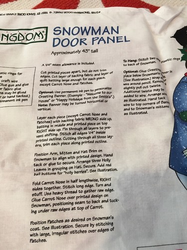 Lot 7 Vintage Daisy Kingdom SNOWMAN Door Panel Fabric Christmas Winter Holiday