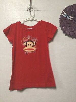 Paul Frank Girls Knit Top Size 6X Cap Sleeves Monkey Face Graphic 72