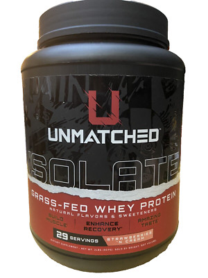 Unmatched Isolate Grass-Fed Whey Protein -Strawberry Net WT. 2LBS Exp on 07/2027