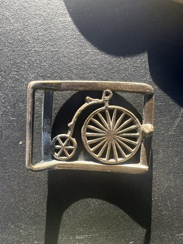 vintage big wheel bicycle belt buckle rare old antique Metal Victorian Bike