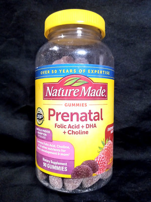 NATURE MADE PRENATAL 800mcg FOLIC ACID,200mg DHA,55mg CHOLINE 90 GUMMIES OCT2024