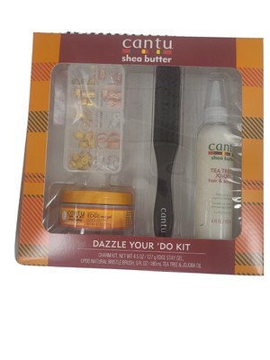 Cantu Shea Butter Dazzle Your Do Gift Set 4pc Tea Tree Jojoba Edge Stay Gel NIB