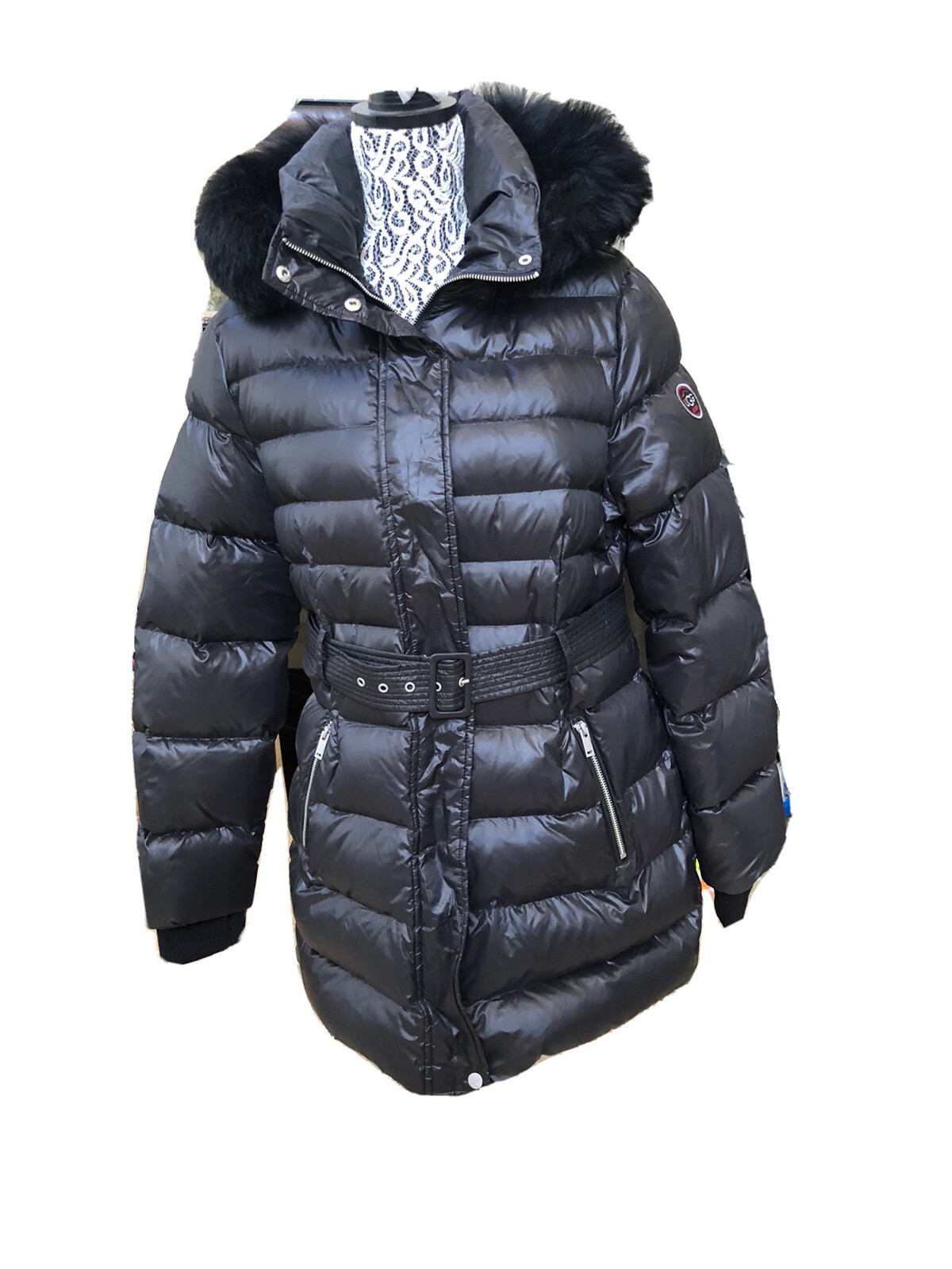 Pre-owned Ugg Women Valerie Black Hooded Belted Waterproof Parka Jacket Coat Size M