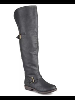 

JOURNEE COLLECTION Женские черные сапоги для верховой езды со скрытой внутренней частью на широком блочном каблуке, Черный, WC-KANE