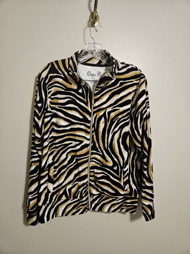 Onque Casuals Womens Full Zip Zebra Animal Print Jacket Size