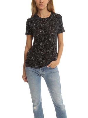 

IRO.JEANS Женская черная футболка с круглым вырезом и короткими рукавами в крапинку Размер, Черный