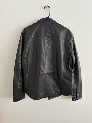 Pre-owned John Varvatos 100% Sheepskin Leather Biker Motorcycle Jacket Black Sz L $798