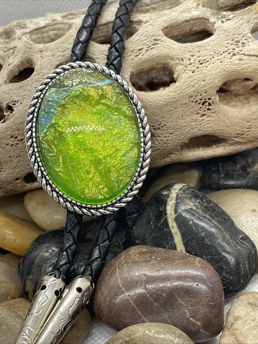 SLTONE Large Green Faux AQUA Wedding Mens  Womens Western Southwest Bolo tie