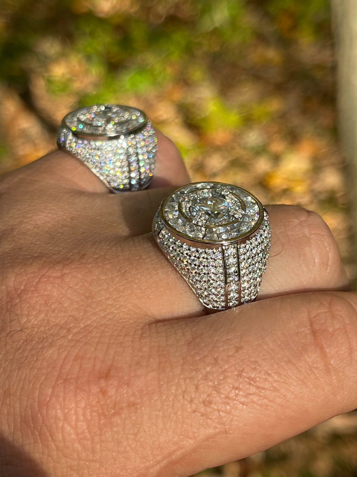 Pre-owned Pinky Large 925 Silver Iced Hip Hop 6ct Men's Moissanite Ring Pass Diamond Test