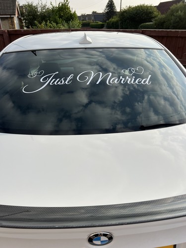 Adesivo Auto "Just Married" - Decorazione Per Matrimonio E Luna Di Miele, 58x18 Cm - Foto 6