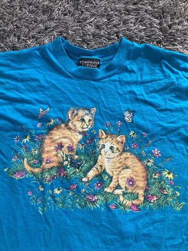 90s USA製 猫柄 スウェット Gopher Sport グレー L A5