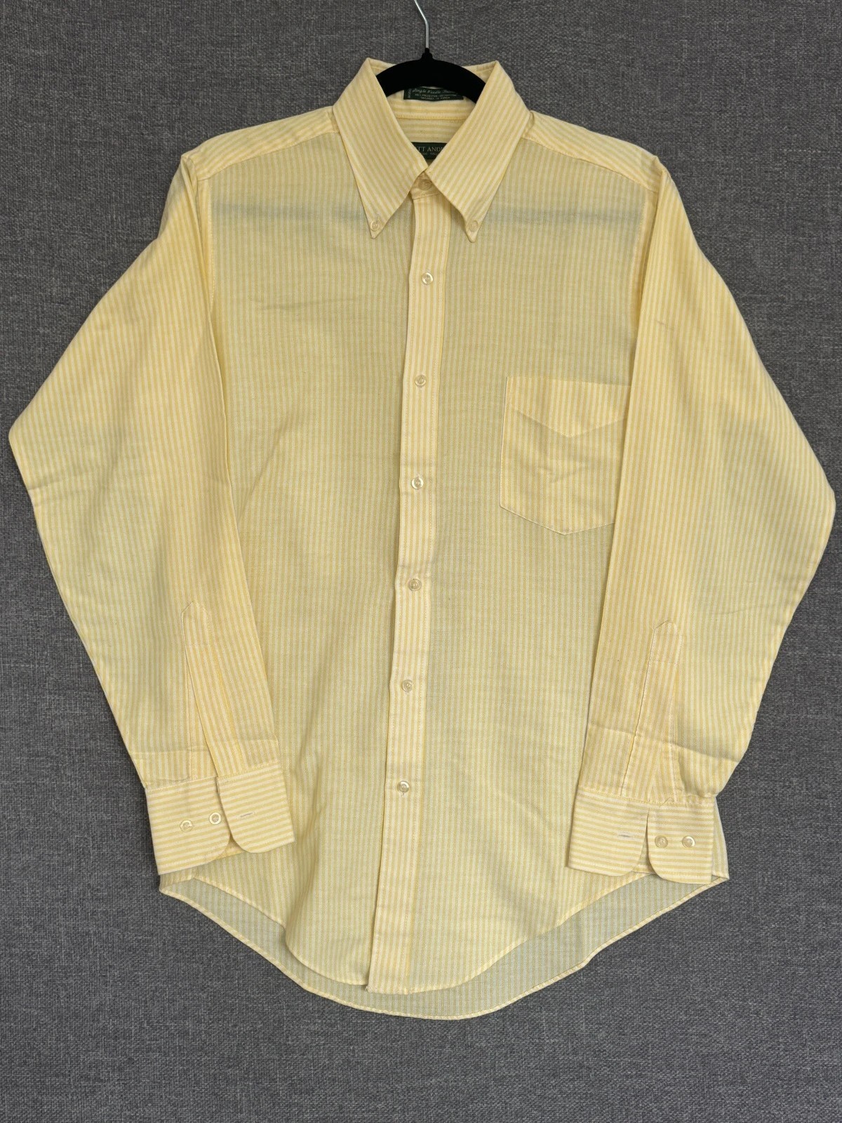 1980s Matt Andrews Pale Yellow Long Sleeve Button Up Shirt Size M Retro Fashion