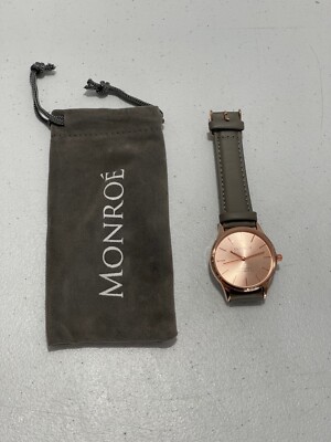 NEW Maestro Monroe Classique Womens Watch in Sunburst Solerose Grey Leather Rose
