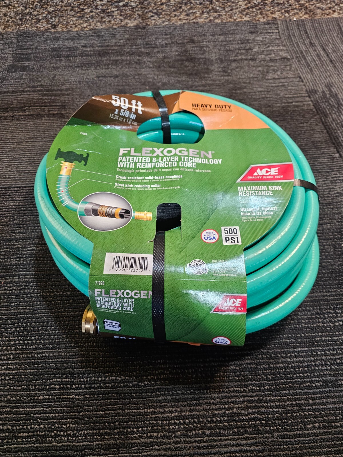 Ace Flexogen 5/8 in. D X 100 ft. L Heavy Duty Premium Grade Garden Hose Green Ace Flexogen 5/8 in. D X 100 ft. L Heavy Duty Premium Grade Garden Hose Green
