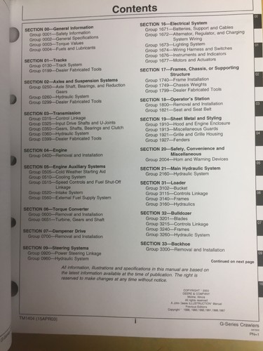 JOHN DEERE 450G 455G 550G 555G 650G DOZER TECHNICAL SERVICE REPAIR MANUAL TM1404