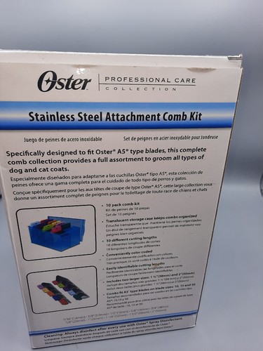 Oster Stainless Steel Universal Comb Attachment 10 Pack with Storage Case