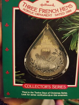 1986 Hallmark Three French Hens #3 of Twelve Days Of Christmas Ornament NIB NEW 