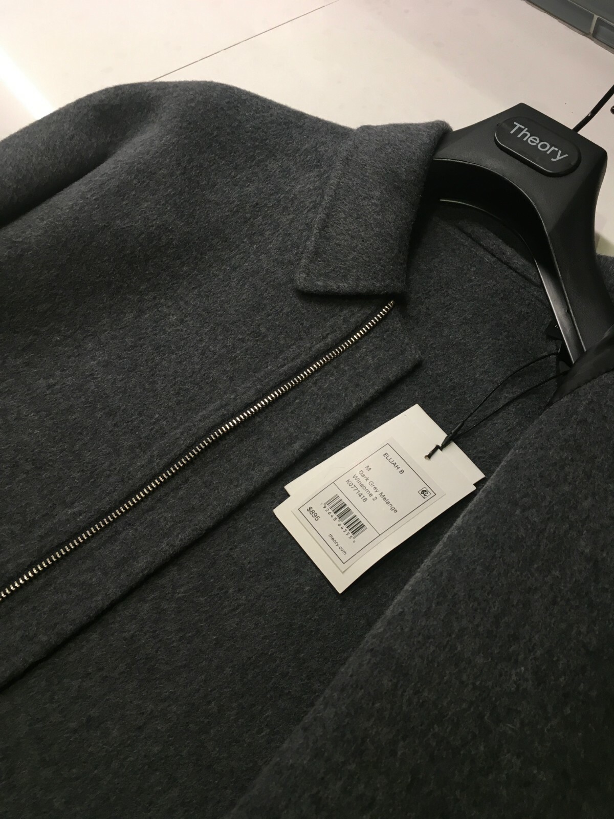 Pre-owned Theory Mens Wool Cashmere Jacket Elijah B Size Medium Color Dark Gray Melange