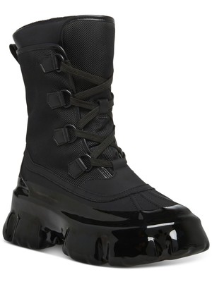 Женские непромокаемые ботинки STEVE MADDEN с круглым носком и блочным каблуком на черной подошве с волнистой поверхностью 8,5 М