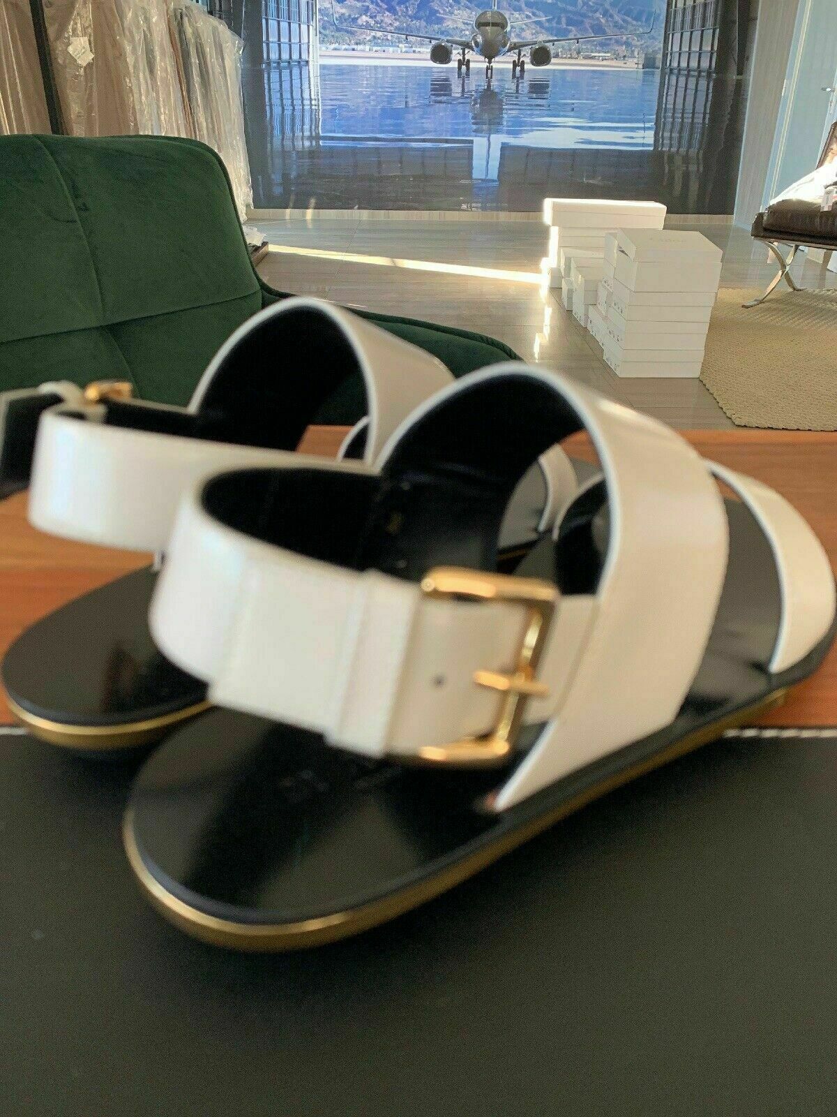 MARNI MARNI ICONIC CULT LEATHER SANDALS FLATS SLIDES BUCKLE SANDALEN SCHUHE SHOES 37