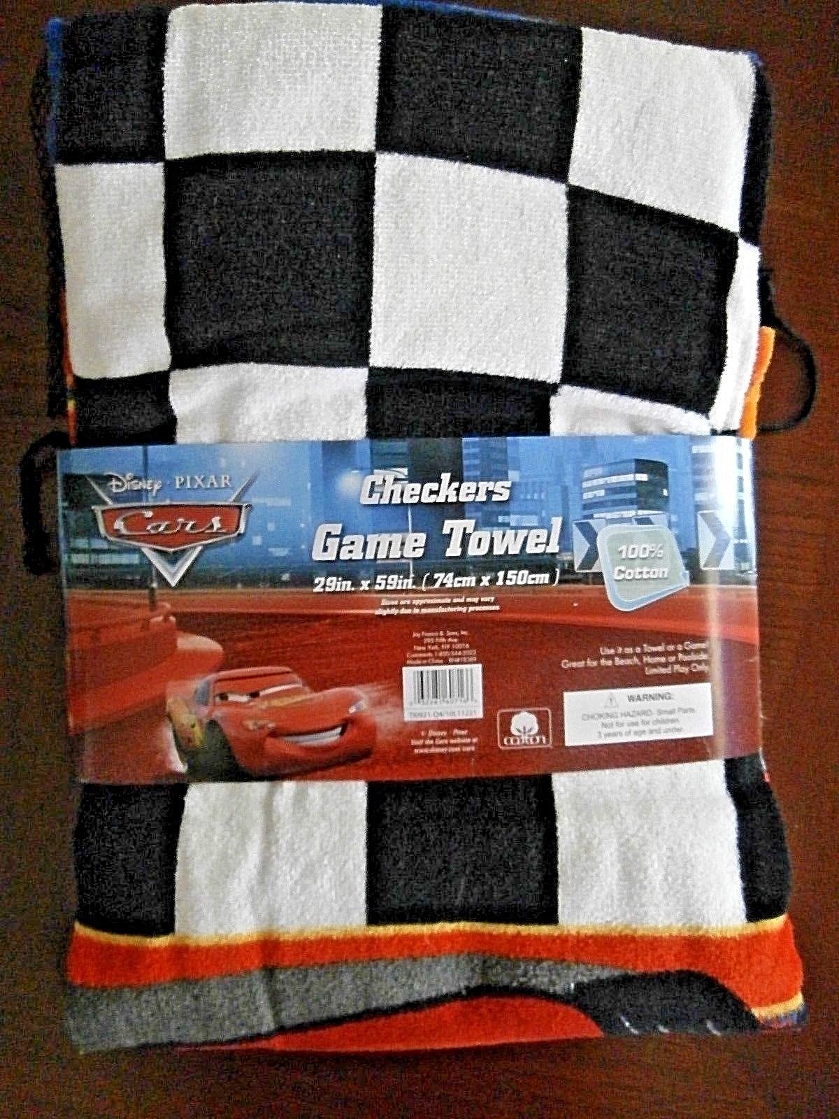 Checker's Beach Towel, Large Checker pieces, w/net bag and Beach Towel Pixar Car
