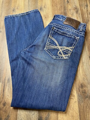 Rock Roll Cowboy Jeans 36 Mens Blue Double Barrel Relaxed Bootcut Western Denim