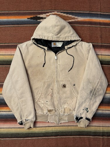 Vintage 90's JQ296 Distressed Carhartt Hooded Work Jacket | eBay