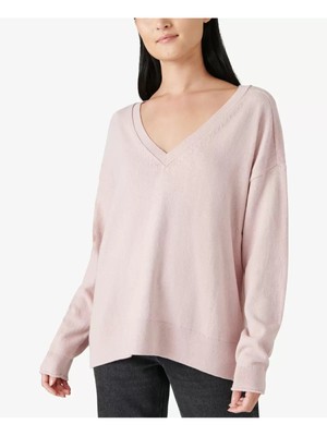 

LUCKY BRAND Женский розовый свитер с длинным рукавом и V-образным вырезом