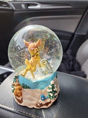 Vintage Disney Enesco "Skater's Waltz" Bambi and Thumper Musical Snow Globe...