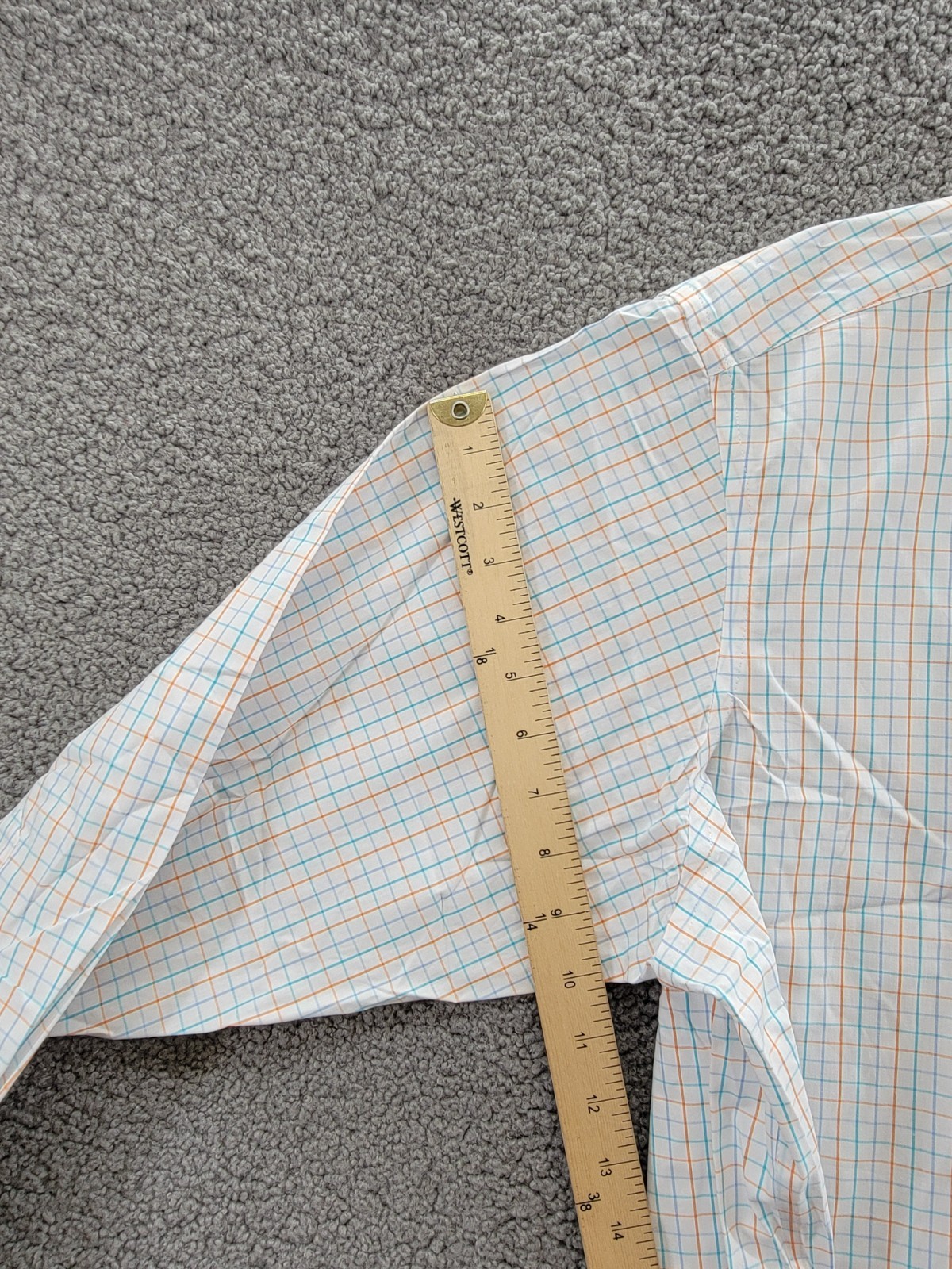 Club Room Regular Fit Performance Dress Shirt Men's 17.5 32-33 Orange/Aqua L/S - Picture 10 of 16