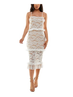 

Женское бежевое бежевое платье миди с регулируемой подкладкой и тонкими лямками BEBE, Бежевый