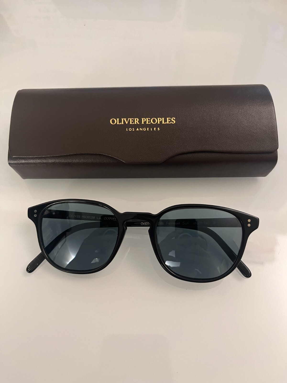 Pre-owned Oliver Peoples Fairmont 49mm Sun In Black Blue Photocromic Msrp$486