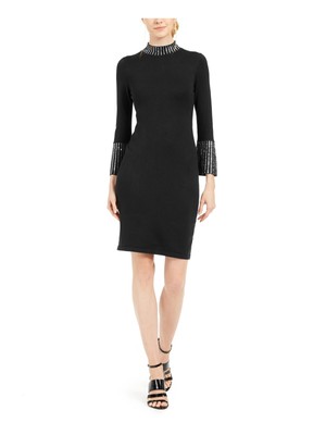 

CALVIN KLEIN Женское черное платье-футляр выше колена с расклешенными рукавами Petites RU, Черный