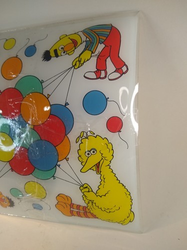 Vintage Rare Jim Henson Sesame Street Light Cover glass lamp shade Big Bird
