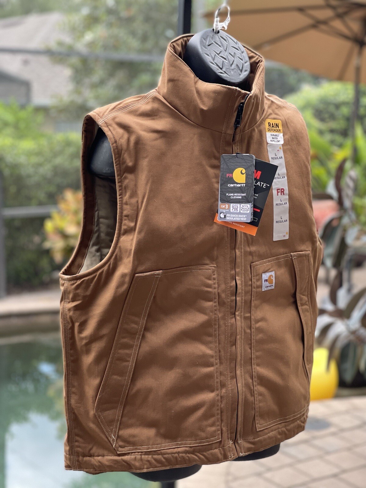 ジャケット・アウター CARHARTT 80s DUCK VEST BROWN MEDIUM TALL Carhartt Flame-Resistant Quick Duck Brown Vest Jacket 3XL