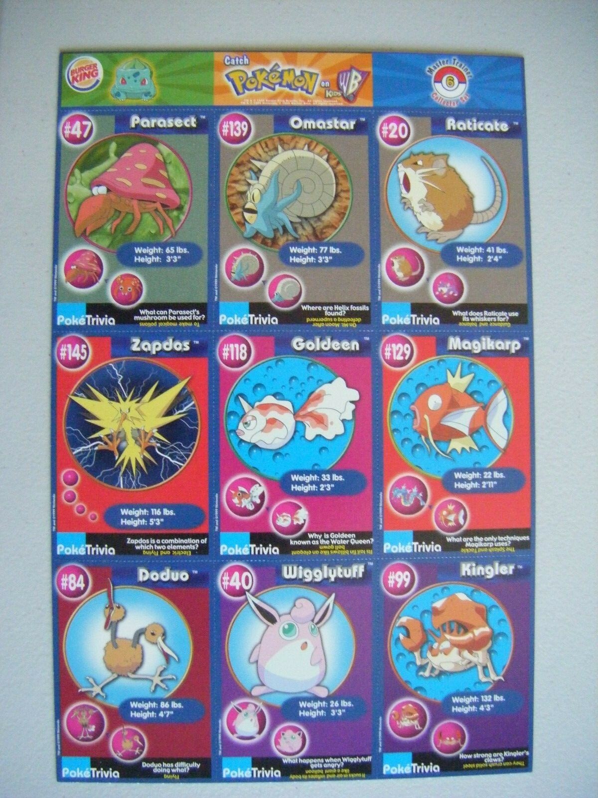 Collectors.com - Trading Cards - NINTENDO - POKEMON BURGER KING