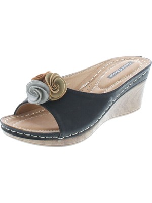 

ХОРОШИЙ ВЫБОР Женские черные босоножки без шнуровки на танкетке с цветочным узором на платформе 1 дюйм, размер 7,5 м, Черный, SYDNEY