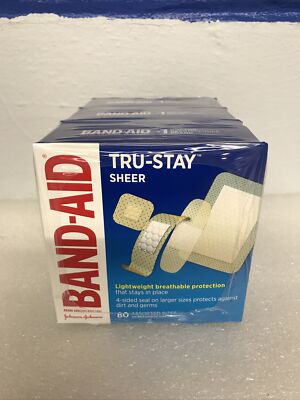 Band-Aid Tru-Stay Sheer Adhesive Bandages 80 Count 3 Box Lot Assorted Sizes New