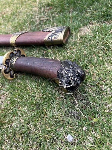 25 IN Chinese Broadsword Qing Dynasty Dao Rosewood Handle Scabbard Carbon Steel