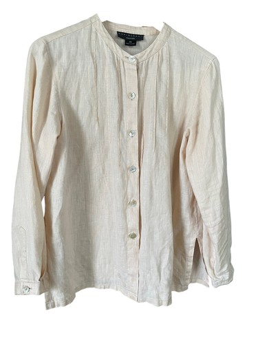 トップス David David Dart 100% Linen Shirt Top Tunic Light Peach SZ S | eBay