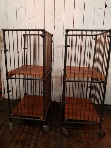 Pair Antique Vintage Factory Industrial Carts Printers Bindery Carts