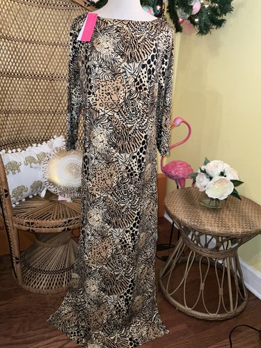 Pre-owned Lilly Pulitzer Seralina Maxi Dress Rattan Walk On The Wild Side Size Xl In Multicolor