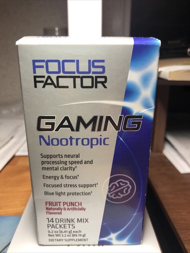 Focus Factor Gaming Nootropic 14 Drink Mix Packets Fruit Punch 0.2 oz