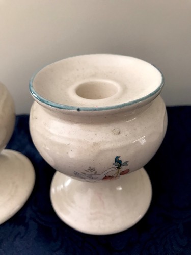 International China Marmalade 2 Ceramic Candle Stick Holders Geese Goose Ribbon