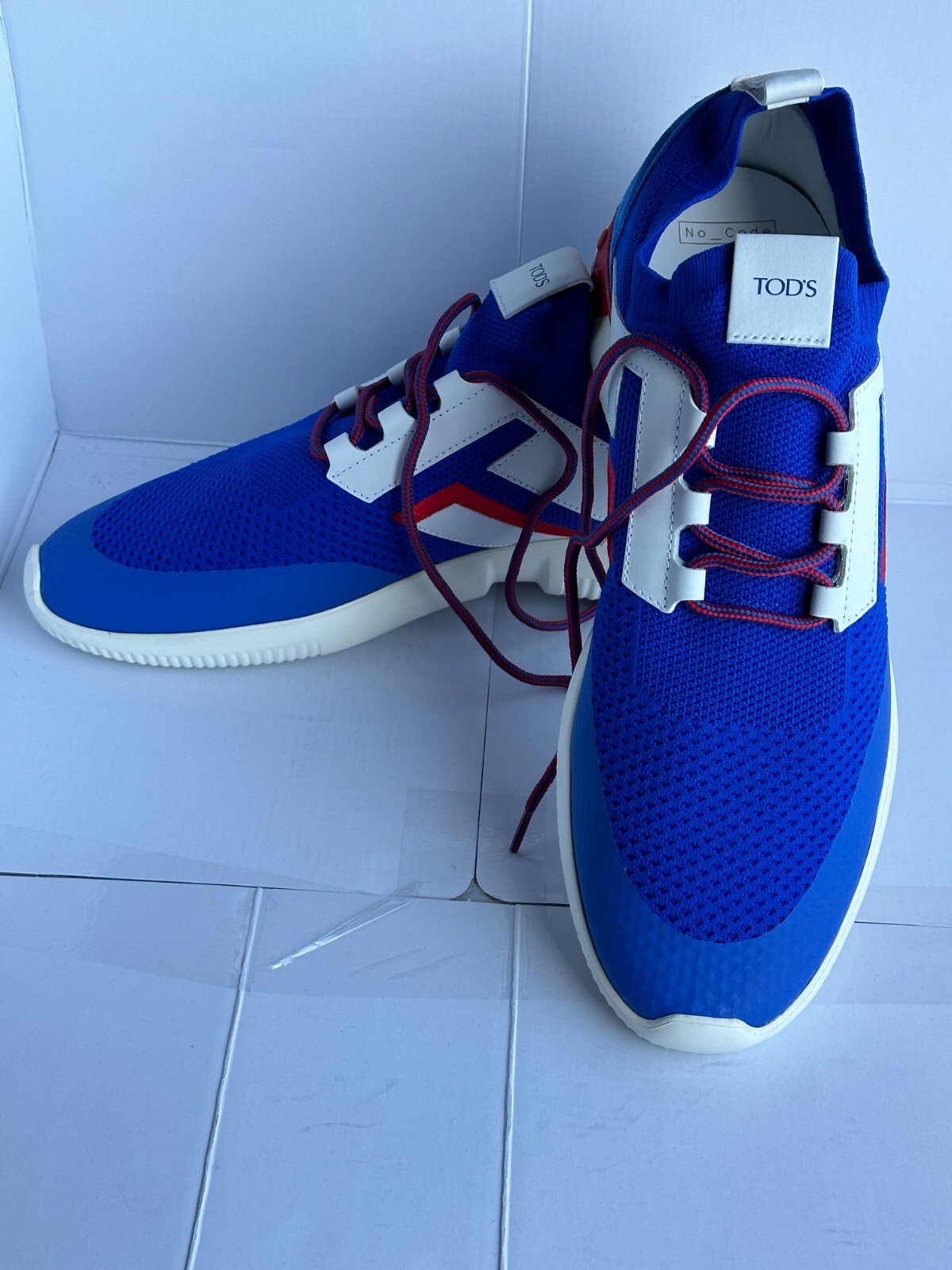 Pre-owned Tod's $875.00  No_code Men's Knit Tech Fabric & Leather Sneakers Size 10us/43eu In Multicolor