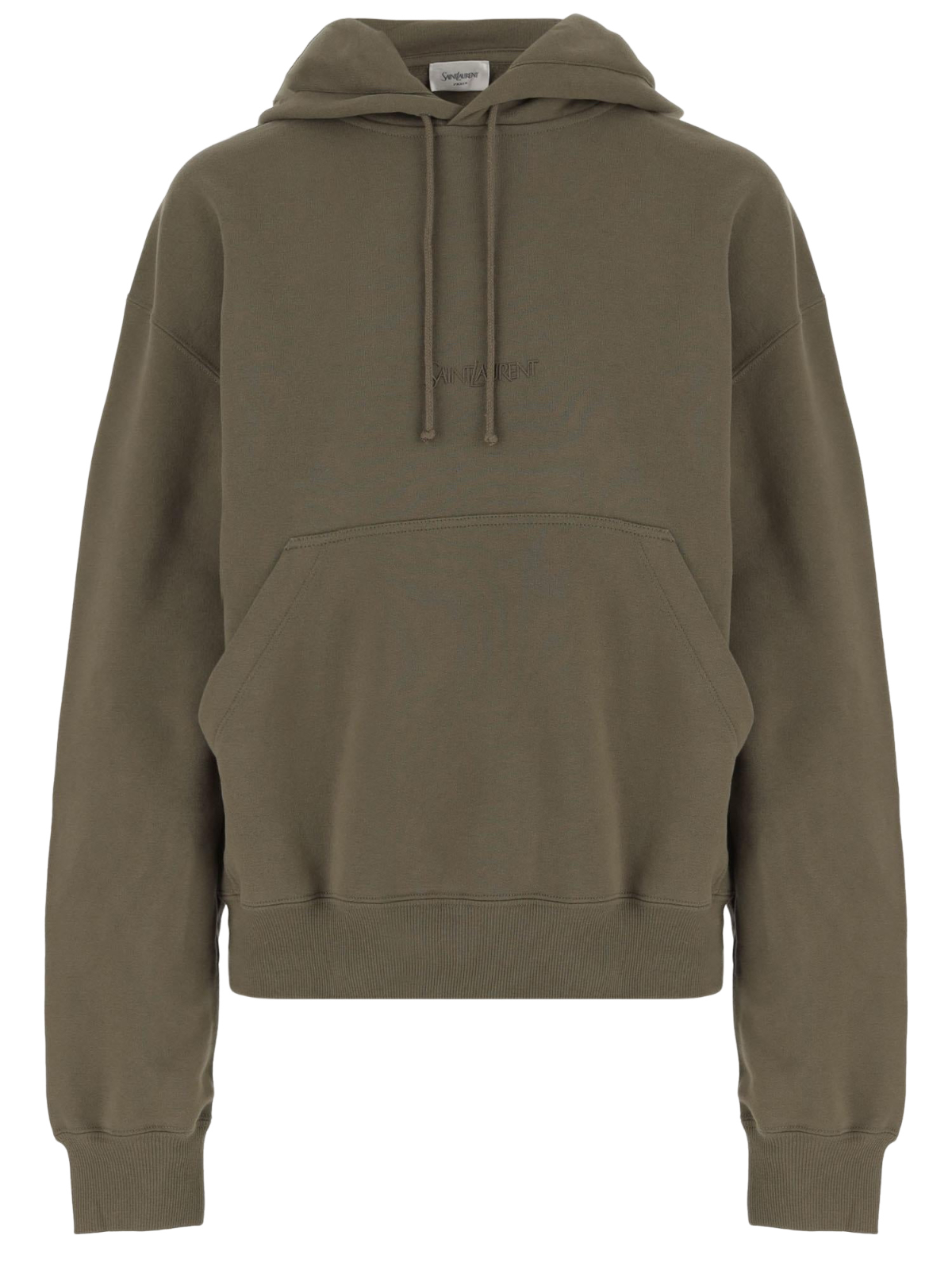 Saint Laurent Khaki Green Hooded Cotton Sweatshirt New And