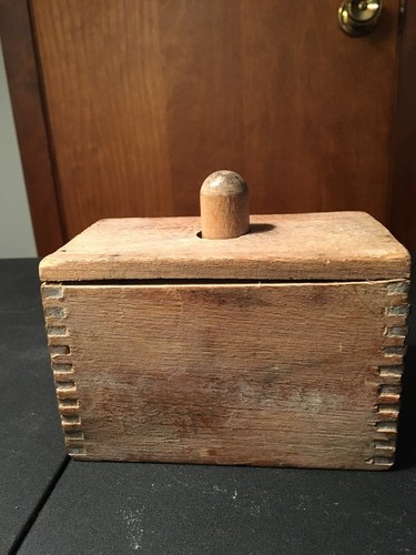 Antique Vintage Butter Mold Press Wood Dovetail Joints Primitive Wooden